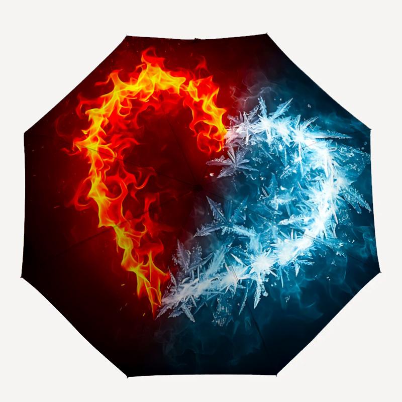 1pc Fire Ice Automatic Open/Close Umbrella Compact Folding Umbrella, All-Season Portable Umbrella for Women/Men F1124090