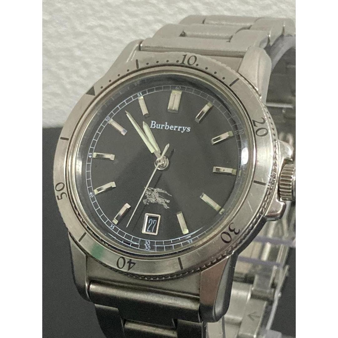 Used Working item Burberry watch 5512 black dial date horse logo men s