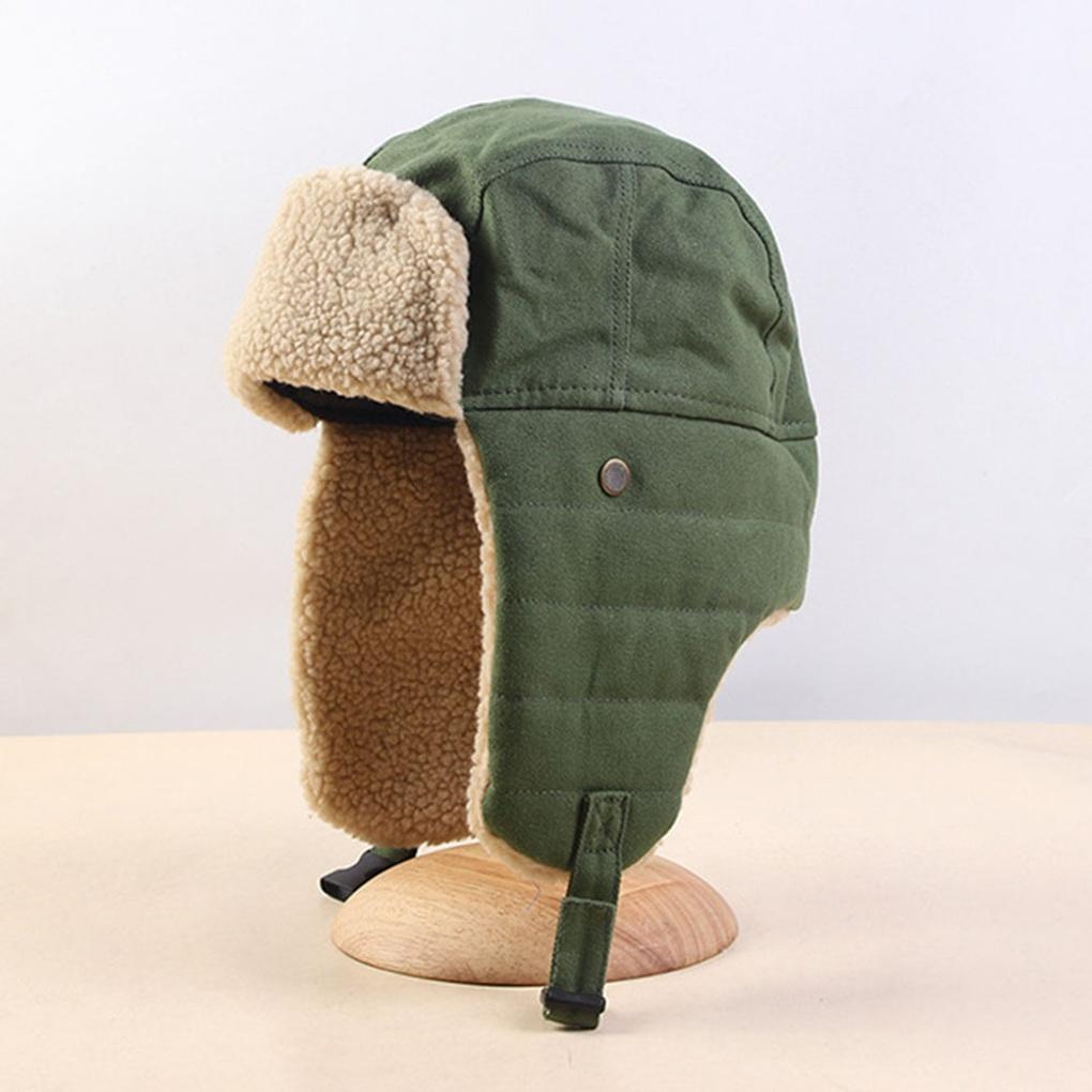 Warm earflap chestnut hat khaki thermal winter hat