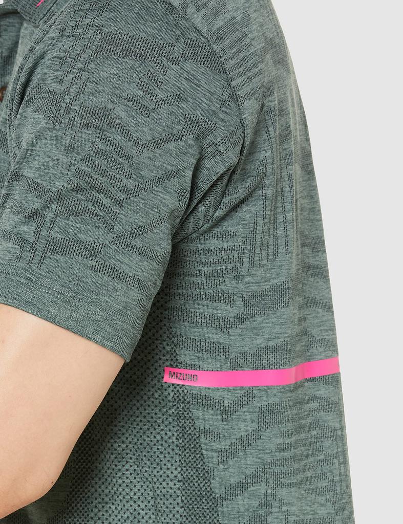Golf Short Sleeve Common Jacquard High Collar For Midsummer 52MA1008 Khaki XL [Mizuno] Wear, Shirt, Collar, Pattern, Design, Ventilation, Protection,