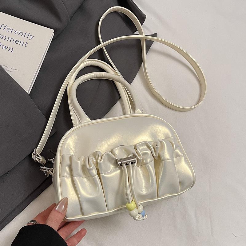Korean Version of the New Fashion Niche Pleated Sense Portable Boston Bag Women's Casual Temperament Versatile Style Shoulder Messenger Bag