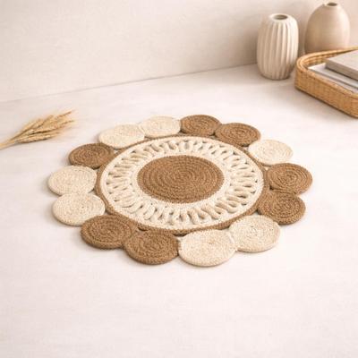 Beige Cotton Braided Placemat -Handcrafted Durable Table Mat for Dining