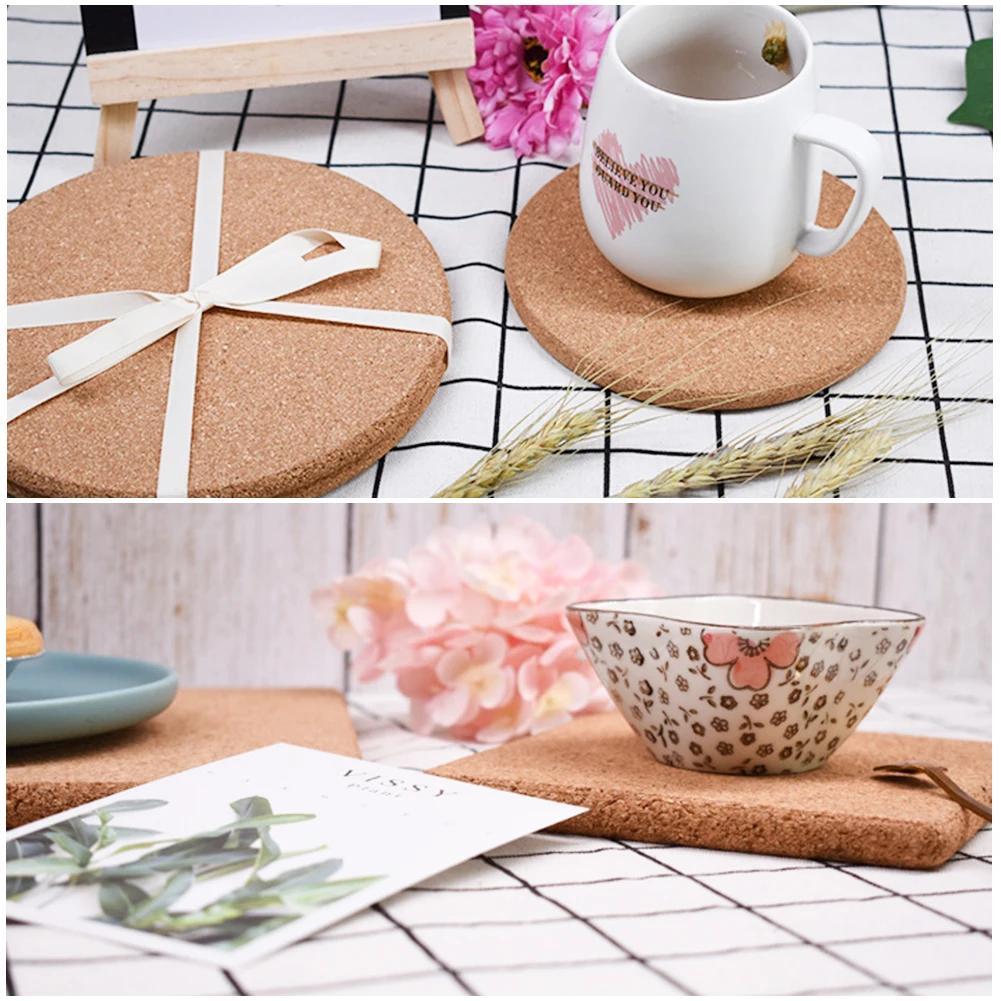 1-11pc Cup Mat Natural Round Wooden Pad Heat Resistant Non-slip Round Coaster Wine Glass Coasters Home Table DIY Decoration