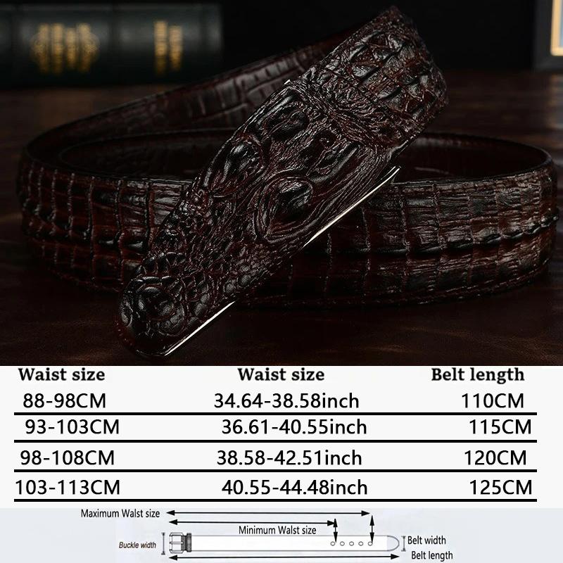 Мужские роскошные ремни со змеиной пряжкой из крокодиловой кожи, ремни из натуральной кожи для мужчин, высококачественные винтажные брендовые джинсовые ремешки ZD2110 110cm темно-коричневого