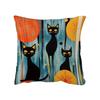 1Pc Mid-Century Black Cat Throw Pillow Cover, 2D Double-Sided Print Soft Polyester Cushion Case For Home Sofa Bedroom Car Decor