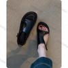 Damensandalen 2026 Sommer Neu Outdoor Mode Vintage Weiche Sohle Römische Schuhe Leicht Nicht Rutschend Quadratischer Knopf Freizeit Ballerinas