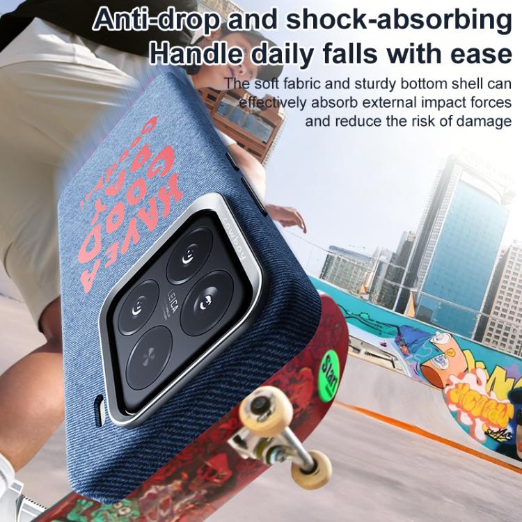 Beautiful Series Denim Texture Magnetic Phone Case For Xiaomi 15, PC Metal Frame Anti-Fingerprint Four Corner Shockproof Wireless Charging Cover