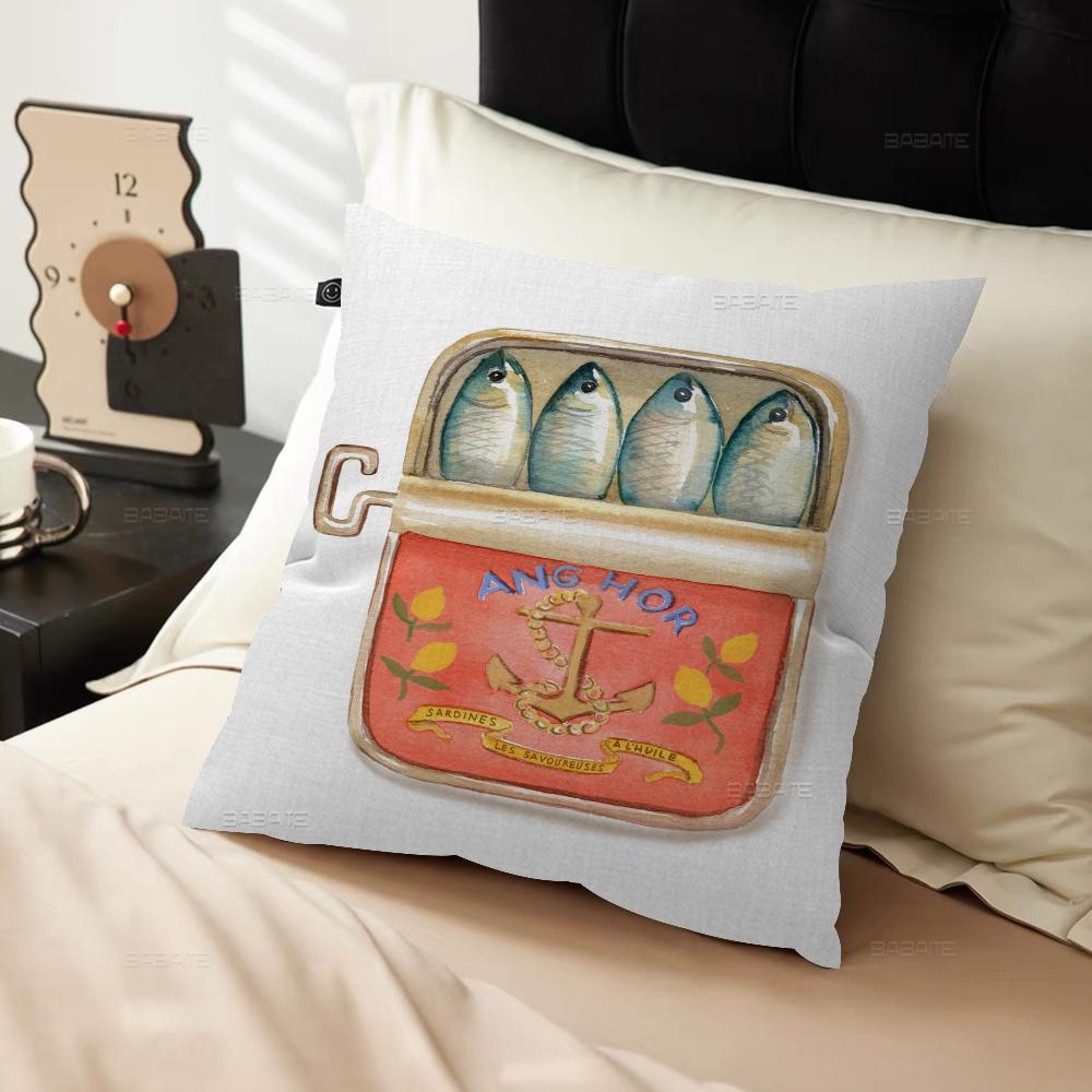 Colorful Sardine Lobster Crab Fish Ocean Pillow Cushion Cover Pillowcase Living Room Sofa Home Decor Customized