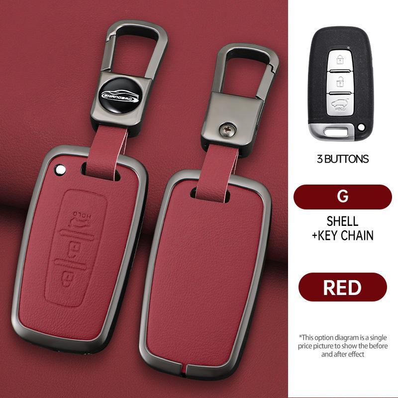 Car Key Case Cover For Hyundai Genesis Coupe Sonata Ix35 For Kia Forte Sportage K2 K5 Zinc Alloy Leather Protector Accessories