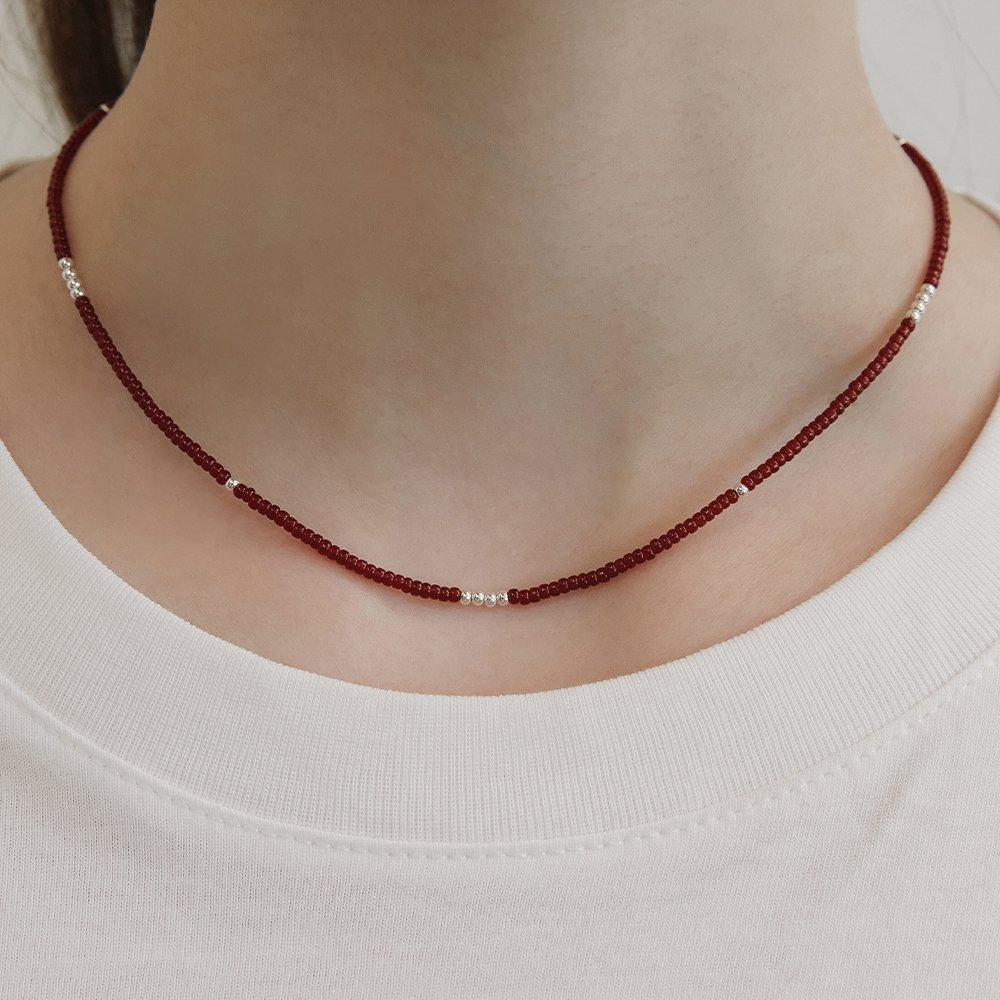 

(92.5 Silver) Blend Bead Necklace Black Nz2453