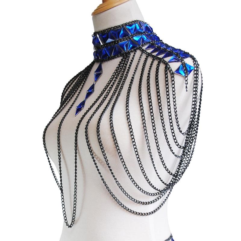 Mehrschichtige Schulterketten Quasten Körperketten Kristall Taille Bauchketten Legierung Körper Schmuck für Strand Nachtclub