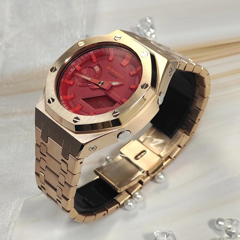 Casio Men Liquid Crystal,Analog Dual Display Series Red Watch GA-2100-4A(Watch3--)