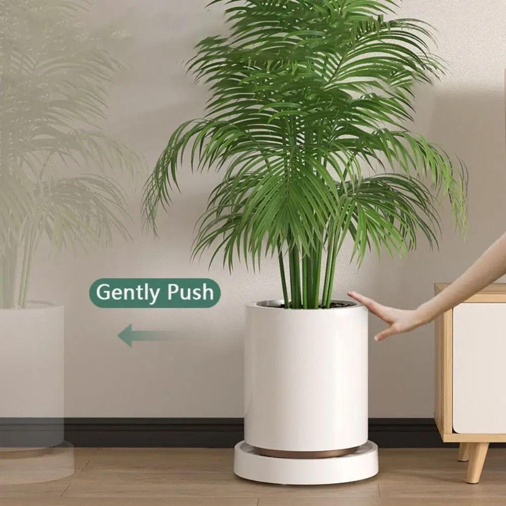 Round Plant Roller Base 4 Thicken Wheels Silent Rolling Flower Pot Tray High Load Bearing with Drainage Tray Flower Pot Mover