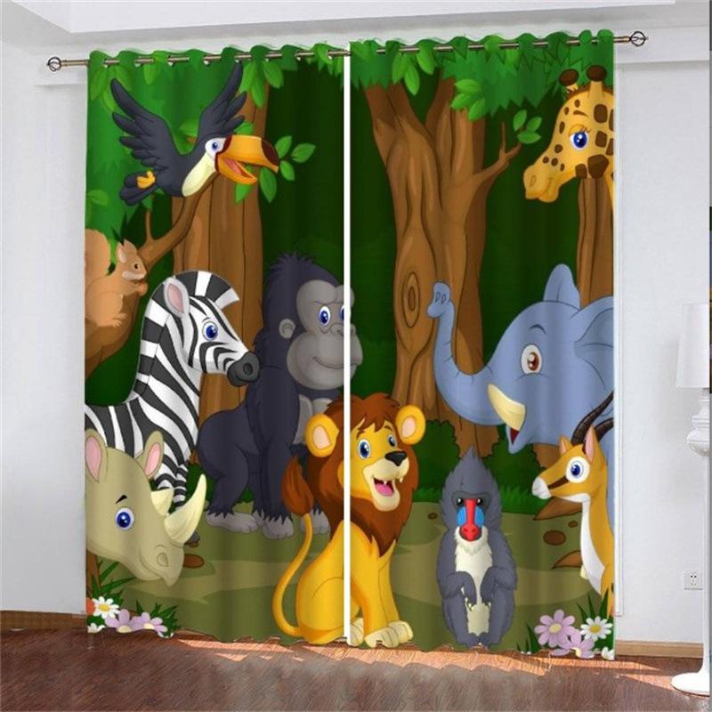 Curtain Forest Zoo Cartoon Children 3D Digital Printing High Density Blackout