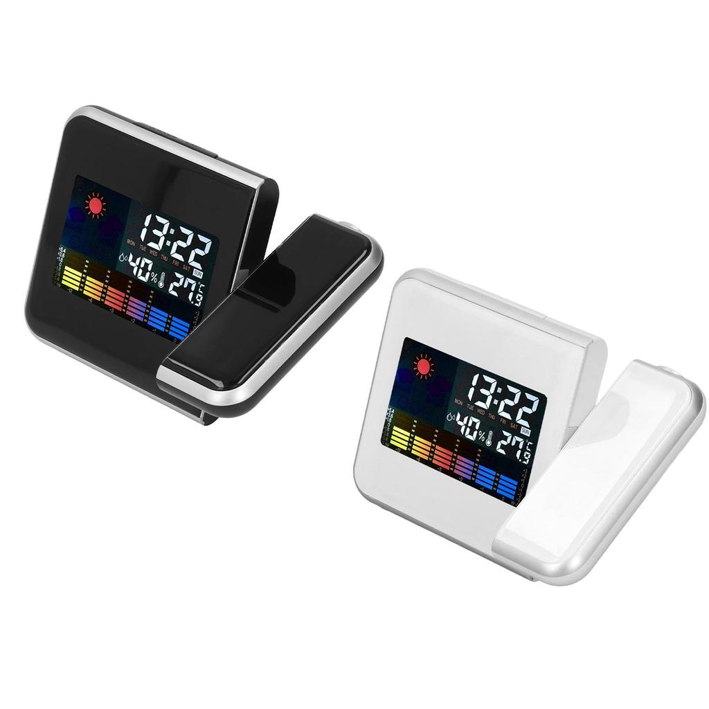 Weather Station Clock Temperature Humidity LCD Color Display LED Backlight Snooze Function Projectio