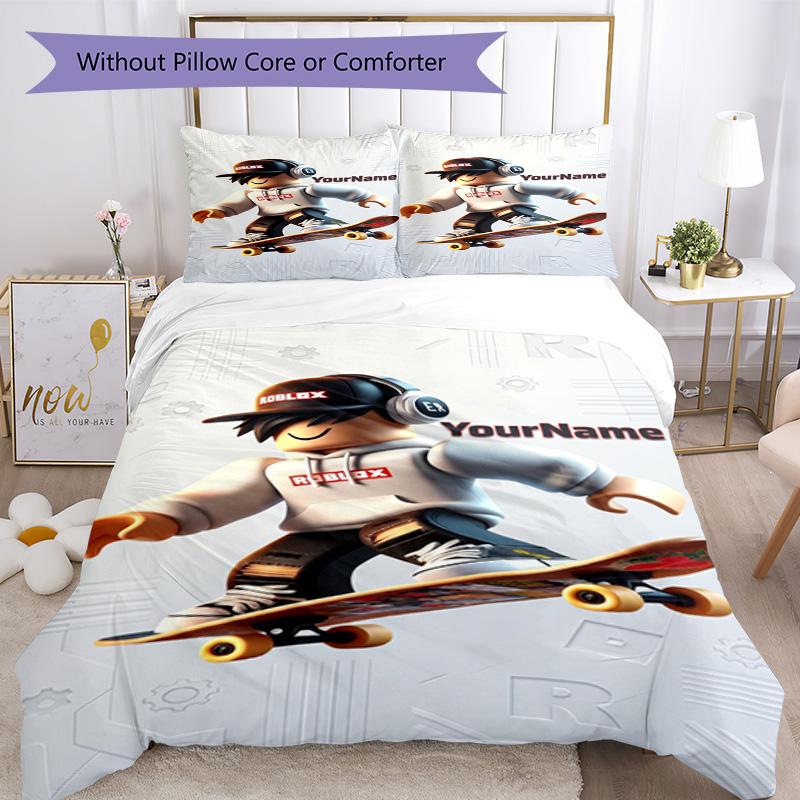 Roblox 342 Customize Your Name Bedding Set Breathable Duvet Cover with Pillowcases Home Decoration Birthday Gift