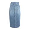 Højtaljet Denim Nederdel Kvinder Sommer Knapper Lynlås Gylp Lommer A-formet Nederdel Midterste Front Slids Design Midi Nederdel Streetwear