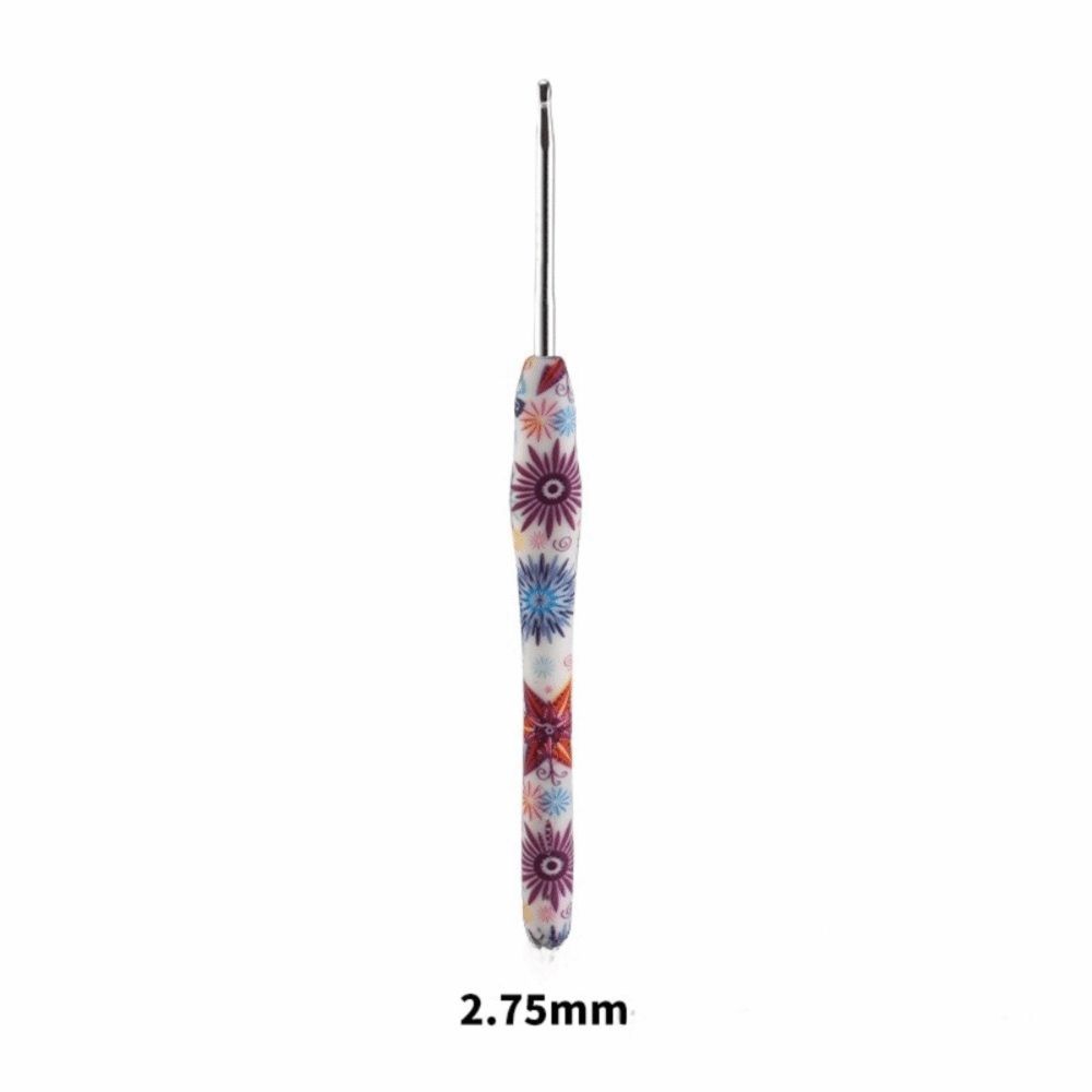 Sunflower Printed Handle Knitting Needles Fine Hook Head Doll Weaving Hooks For Doll Weaving