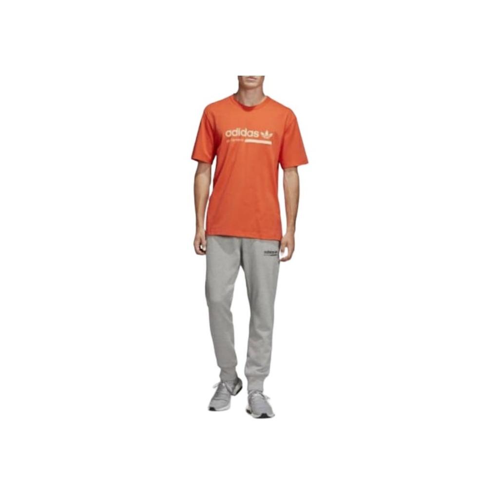 Adidas Originals Trefoil Print Logo Short Sleeve T-Shirt Men Tops Orange DV1925