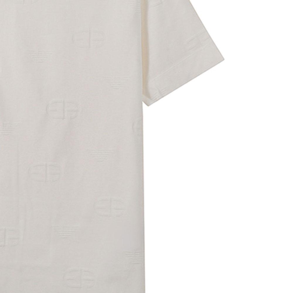 Emporio Armani FW22 Logo Pattern Crew Neck Short Sleeve T-Shirt Men Tops White 6L1TA2-1JGYZ-0176