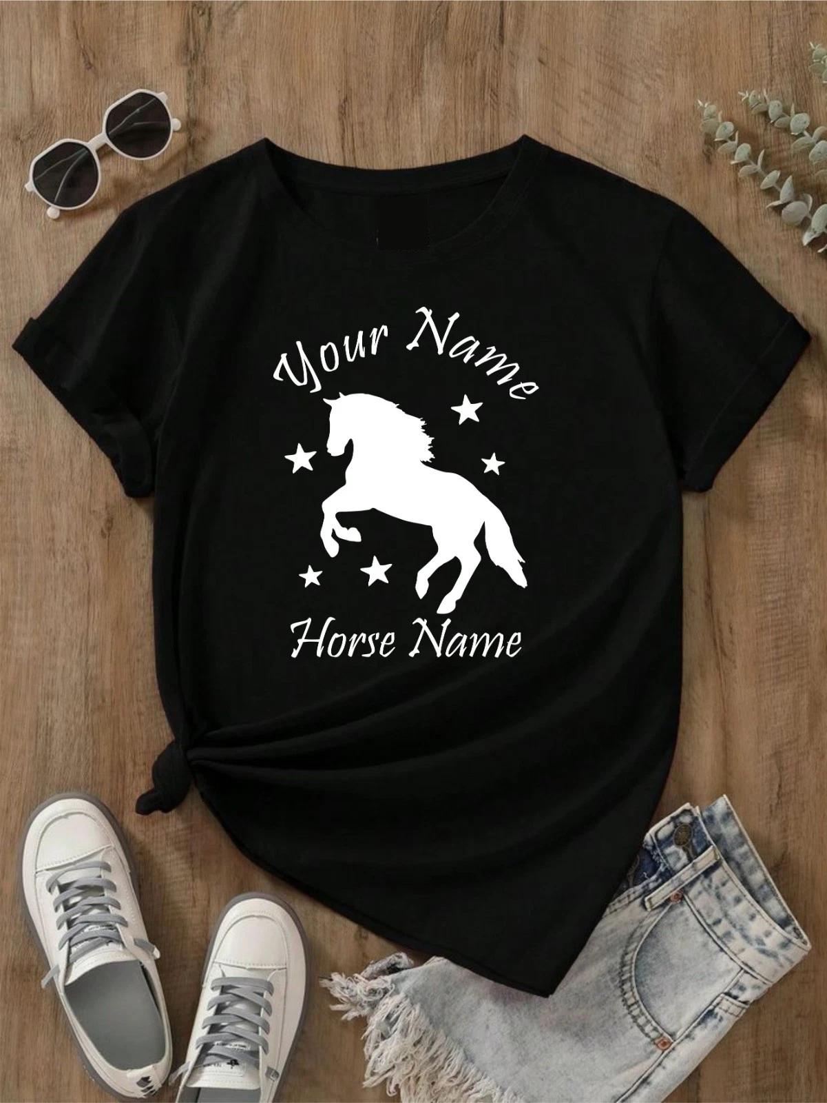 Personalised Your Name Horse Name T- Shirt Riding Equestrian Lover Funny Pony Tee 3XL