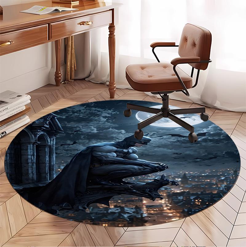 Batman Pattern Round Rug, Indoor/Outdoor Mat, for Picnic, Gameroom, Bedroom, Office, Living Room, Home Decor Carpet, Birthday Gift