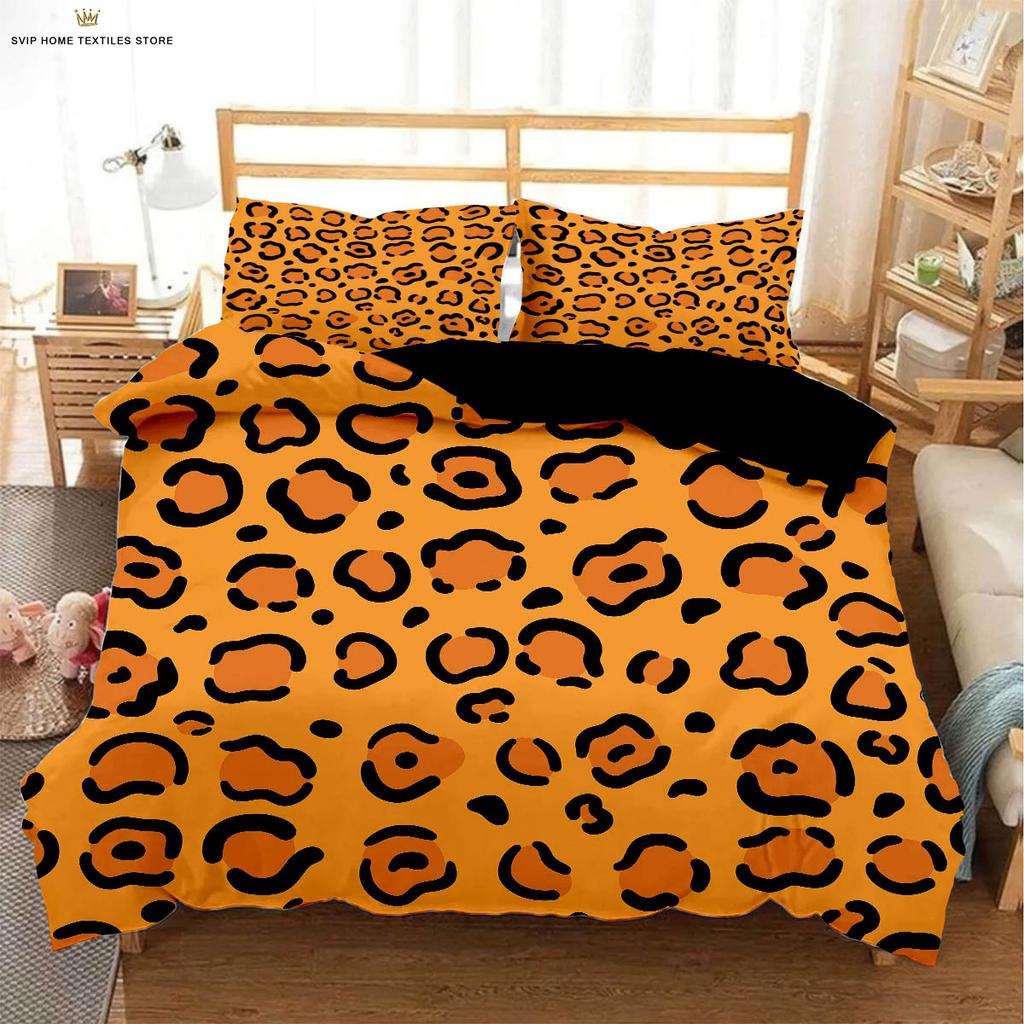 Black And White Leopard Animal Fur Texture 3D Printed Quilt Cover 100% Polyester Bedding Set Duvet Cover Pillowcase 3 Pieces