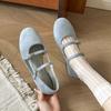 2025 Women Flats Comfortable Soft Square Toe Flat Sneakers Women Lightweight Comfortable Loafers Ballet Mary Jane Shoes Women