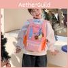 Kids Nylon School Backpack With Cartoon Pattern And Ergonomic Shoulder Straps For Preschoolers