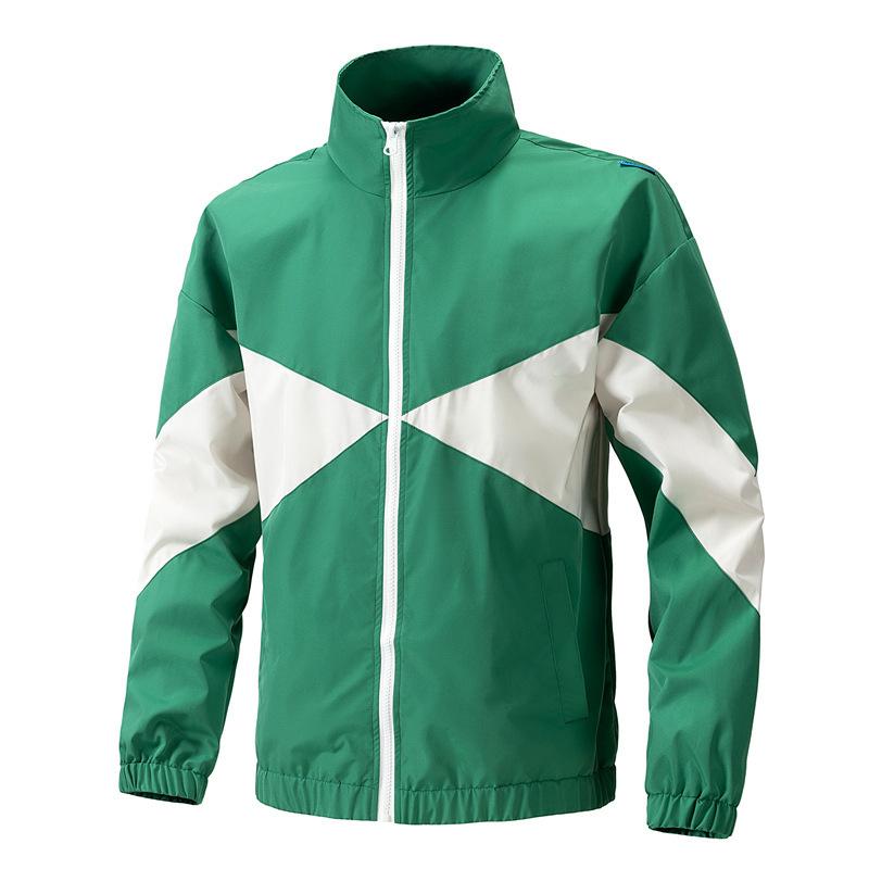 Pánská prodyšná lehká a tenká bunda s barevným blokováním, volný stojáček, ležérní všestranná bunda pro outdoorové sporty