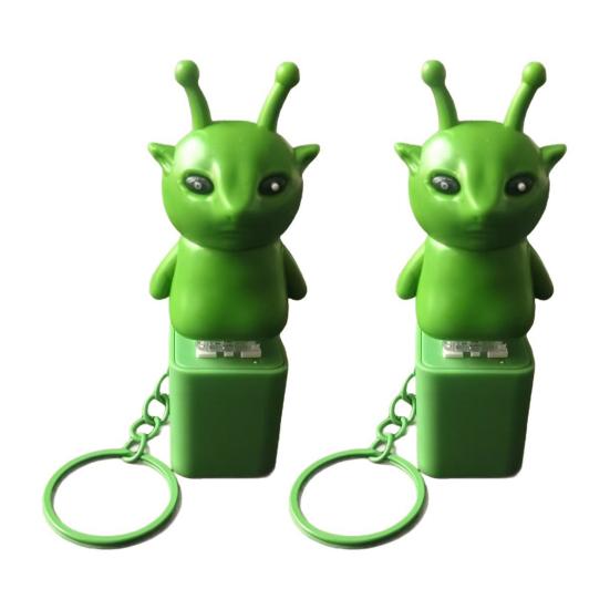 1/2/3Pcs Green Aliens Button Keychain Fidget Toy with Sound LED Lights Stress Anxiety Relief Keyboard Clicker Decompression Button Sensory Toy