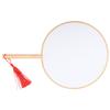 Classical Wooden Handle Round Silk Classical Fan Tassel Handle Fan Gift Decoration(Round wooden handle white silk cloth