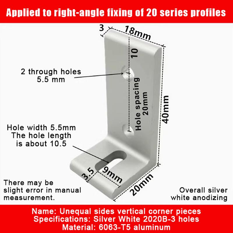 Profil de aluminiu Unghi vertical Conexiune reglabilă Laturi inegale Conexiune unghi drept 90 de grade Accesorii fixe