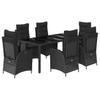 Vidaxl 7-Cz. Garden Furniture Set With Cushions, Black, Poly Rattan