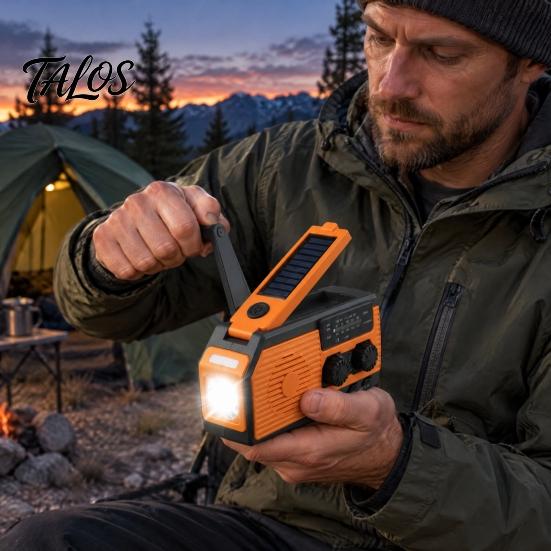 Solar Wind Up Radio for Camping Gear Emergency Radio, & Battery Powered AM/FM Rechargeable, LED Flashlight, Reading Equipment Backpacking Lamp,