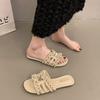Women's outer wear 2025 summer new soft-bottomed one-word fairy versatile pearl beach drag Xiaoxiangfeng flat-bottomed slippers