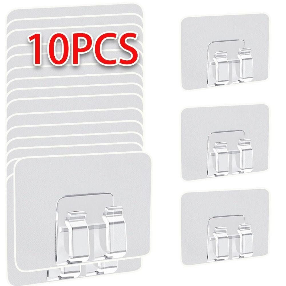 10PCS Wall-mounted Buckle Hook Transparent Kitchen Bathroom Sticky Hook