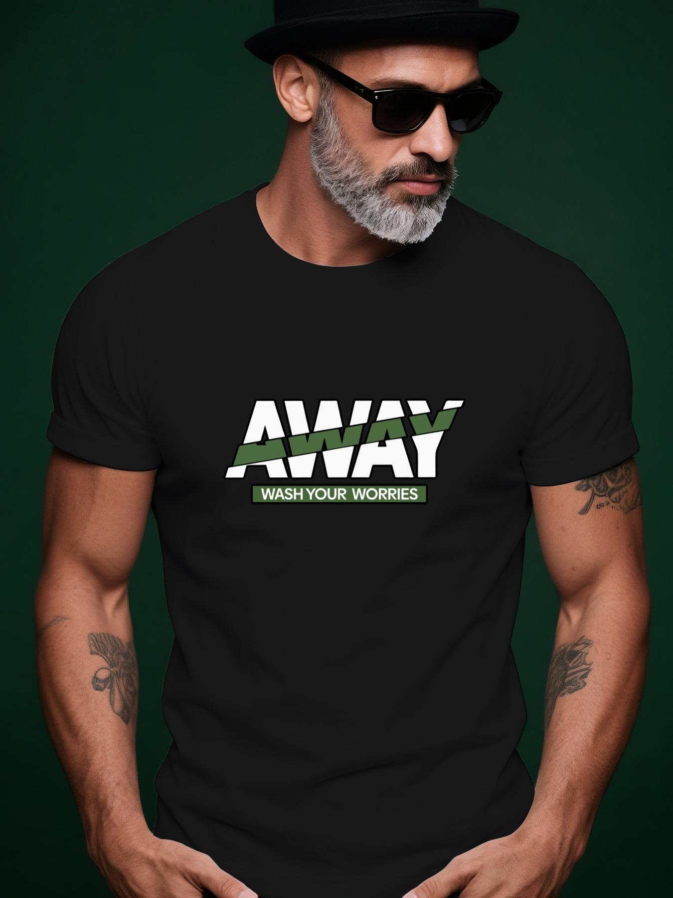 AWAY Streetwear Graphic Tshirt - Summer Short Sleeve Roun... XXL