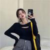 Hollow Long-sleeved T-shirt Women's New Autumn Spice Girls Sexy Slim Design Feeling Base Shirt Student Top