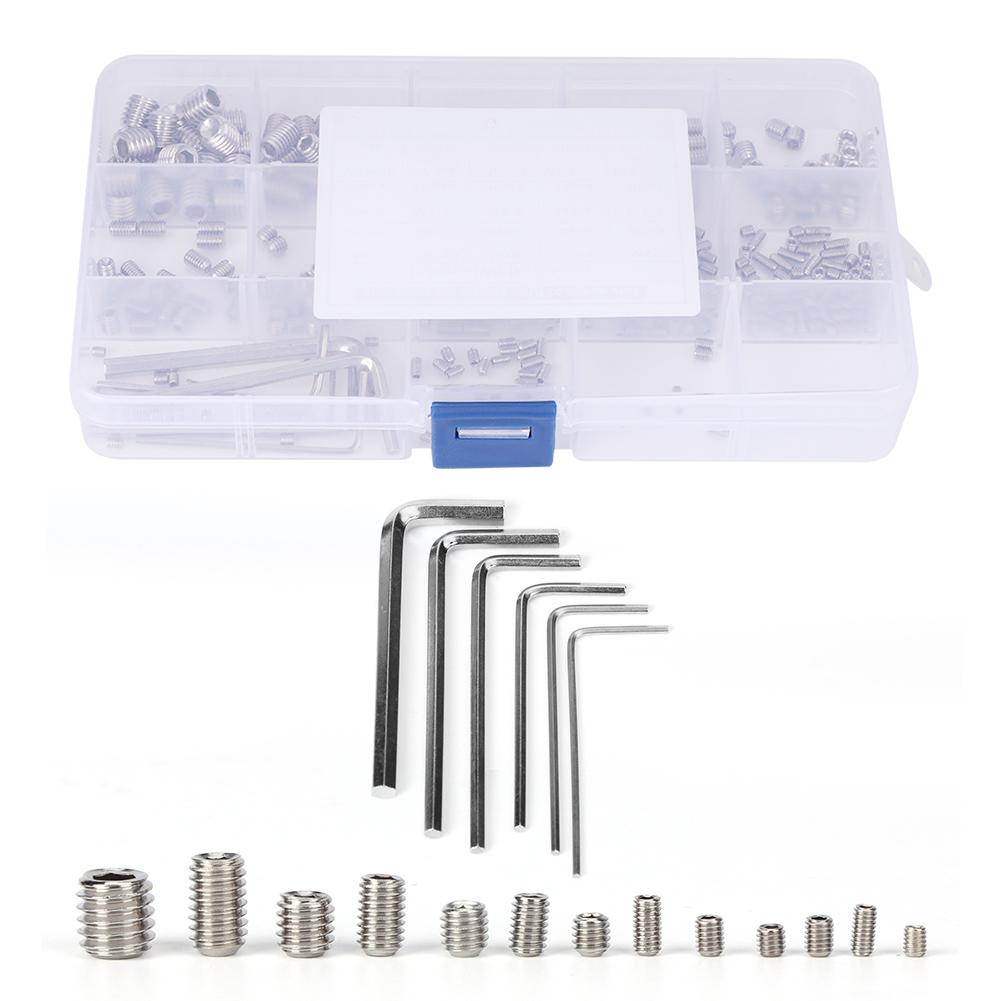 340Pcs Set Screw 304 Stainless Steel End Hex Adapter Machine 6 Wrench Hardware Parts