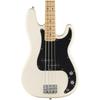 Fender Standard Precision Bass® electric bass, Maple Fingerboard, Black Pickguard, Olympic White, with soft case.