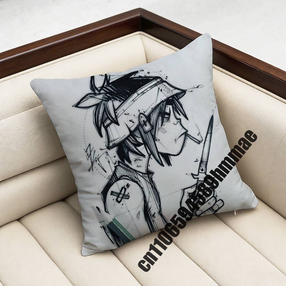 For D-Damon Albarn G-Gorillaz Throw Pillow Case Sham 45X45Cm 35X35Cm Square Home Pillowcase Cushion Cover