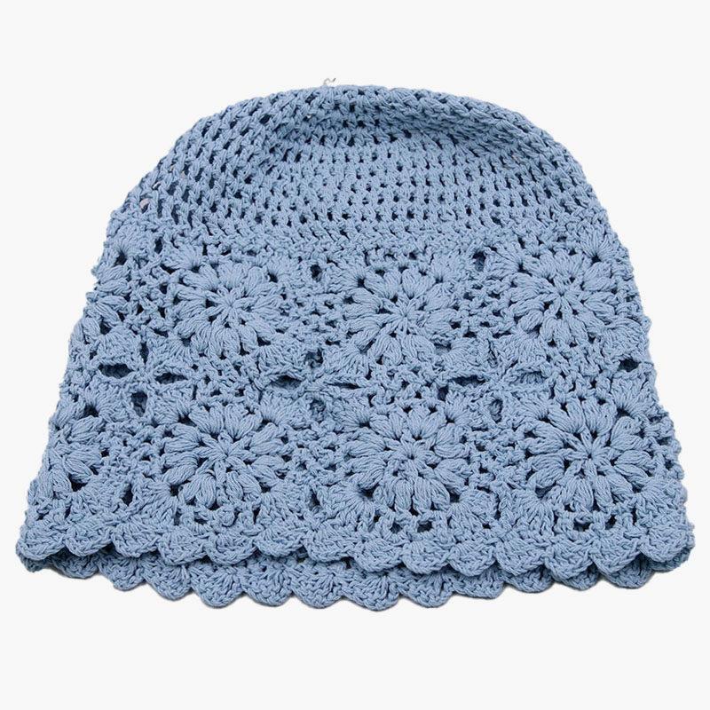 Women's Handmade Crochet Hat Spring Autumn Single Layer Woven Flower Slouchy Hat Classic Retro Wool Hat Hollow Knitted Hat