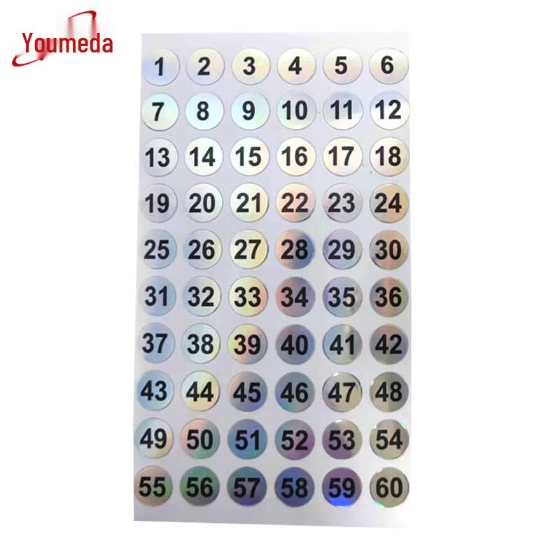 Youmaida Y7121 Waterproof Round Consecutive Number Stickers 10mm