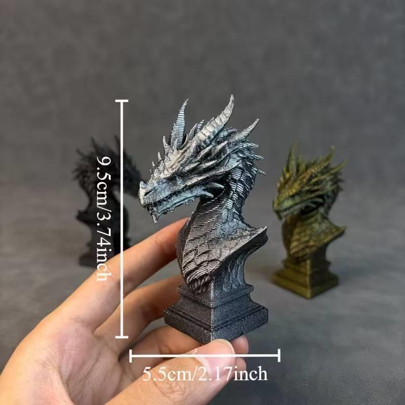 Kreative 3D-gedruckte Drachenkopf-Skulptur Heim-Schreibtisch-Ornament für Wohnzimmer Bar Gotische Dekoration Für Ihn Geburtstagsgeschenk