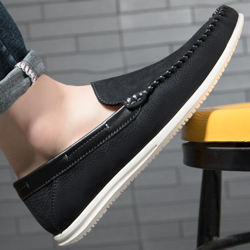 Fashion Genuine Leather Men Shoes Luxury Formal Casual Mens Loafers Moccasins Soft Breathable Slip on Boat Shoes Outdoor High Quality