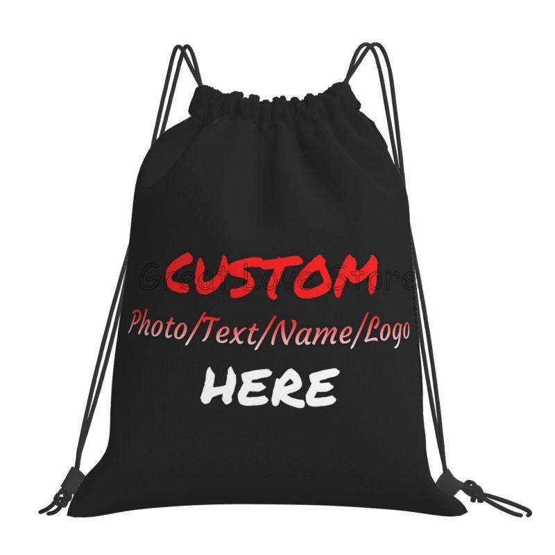 

Custom Your Design Text Photo Logo Drawstring Backpack Bags Lightweight Foldable Gym Sports Sackpack Sacks for Training