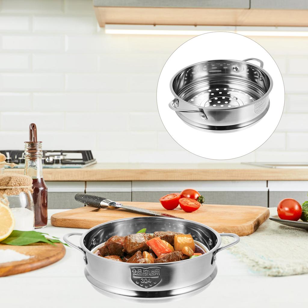 Pans Cooker Bbq Grill Baskets Stainless Steel Steamer Cookware Grid Soup Pot Silver