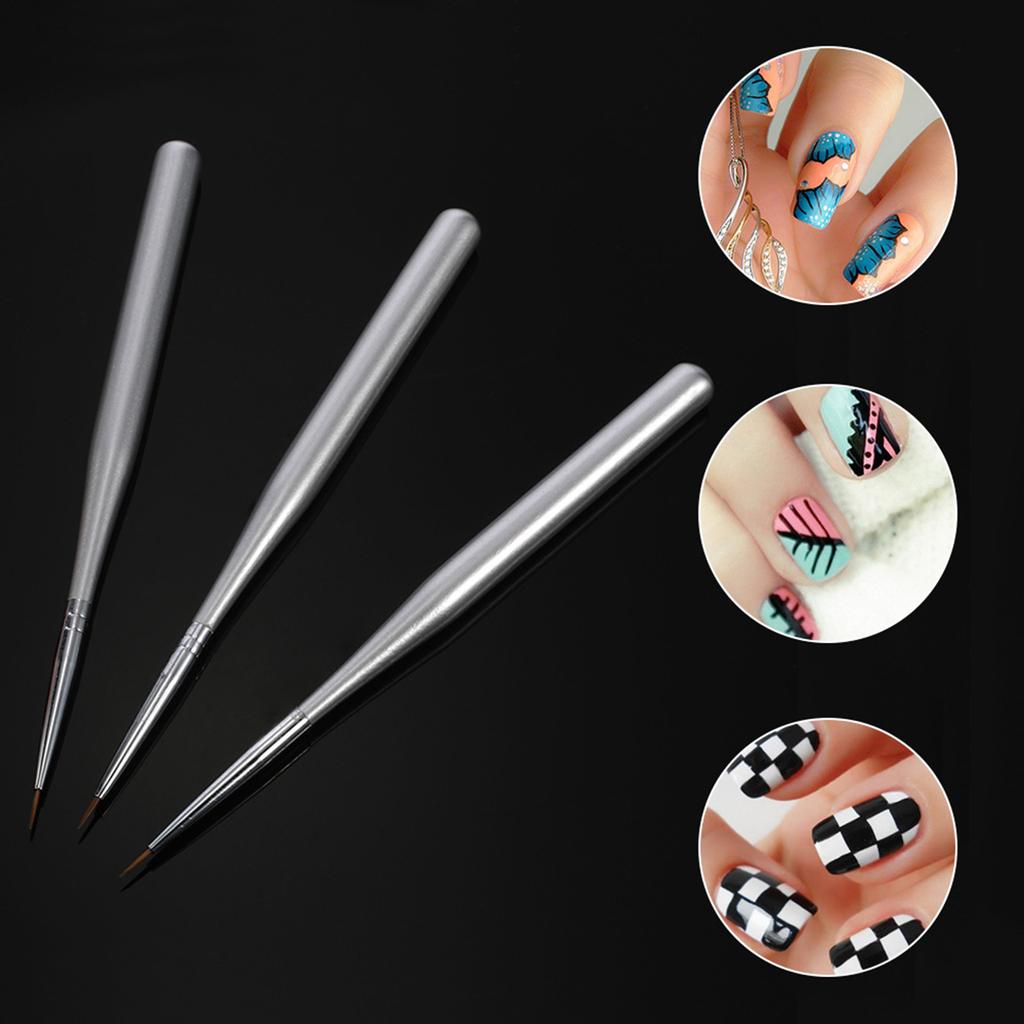3pcs Set Professional Acrylic Nail Art Brush Set Nal Art Painting Brushes for UV Gel Builder Nail Drawing Line