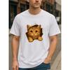European Sizes Cat-hole Creative Print, Simple and Fashionable for Men, Suitable for Outdoor Sports, Weekend Casual Wear, Men's Wear